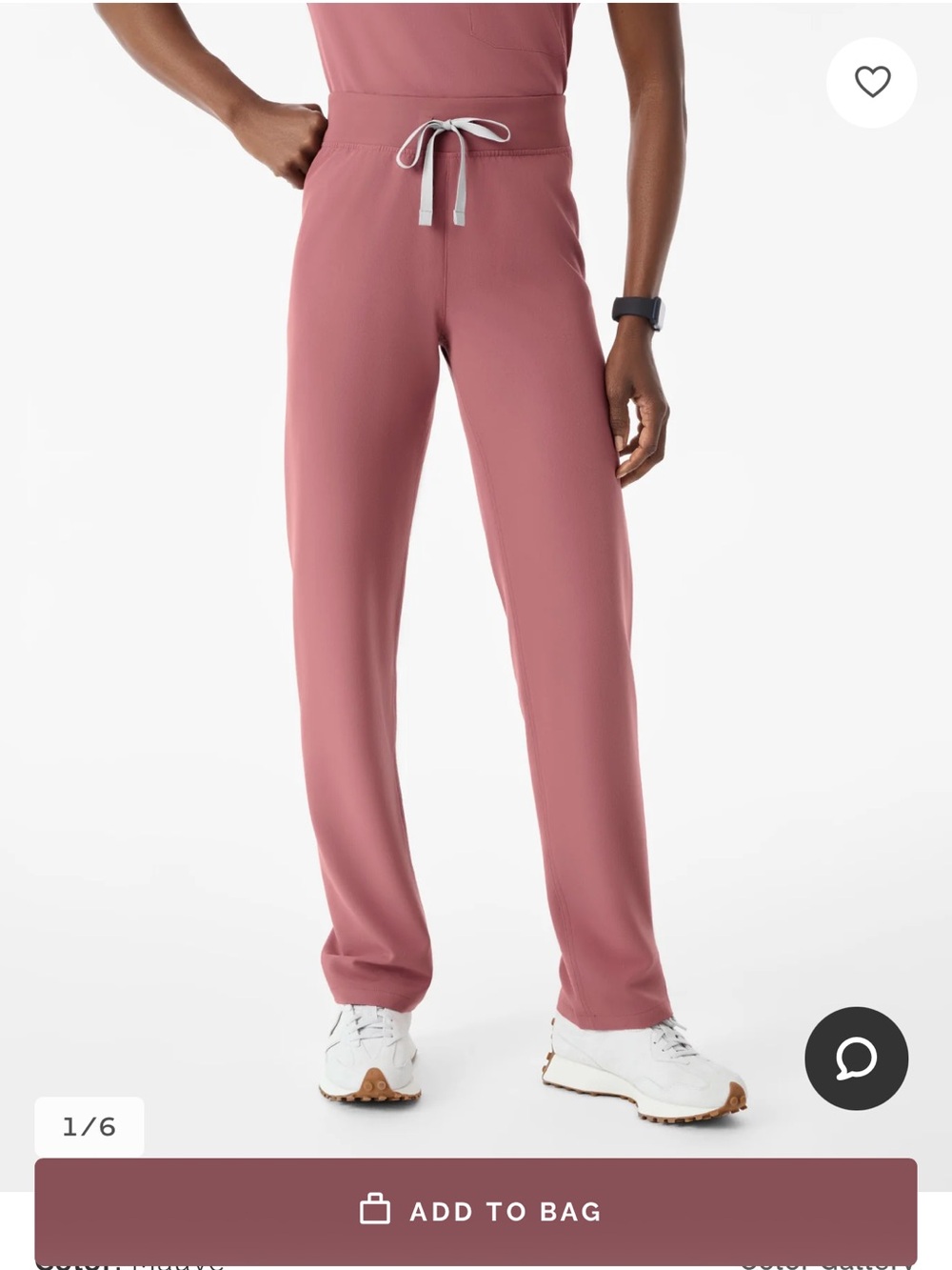 Figs NWT Livingston High Waisted Scrub Pants in Mauve, size XL Regular
